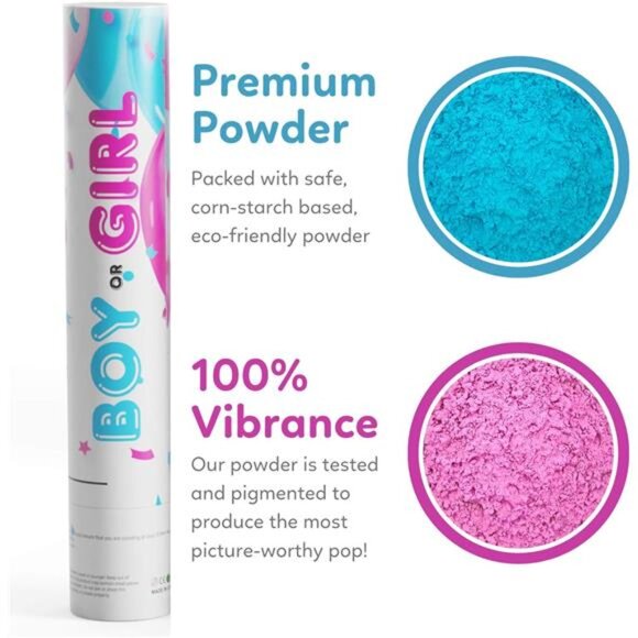 Gender Reveal Powder Smoke Bombs Cannon Poppers | 3 Pink & 3 Blue Poppers - Picture 4 of 7